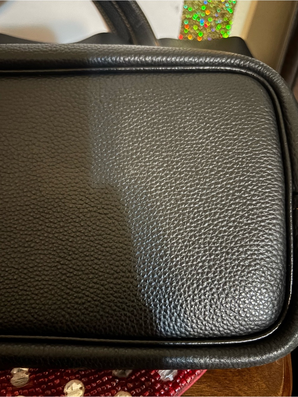 Coach Black Pebbled Leather Tote with Tan Leather Tag - Picture 10 of 16